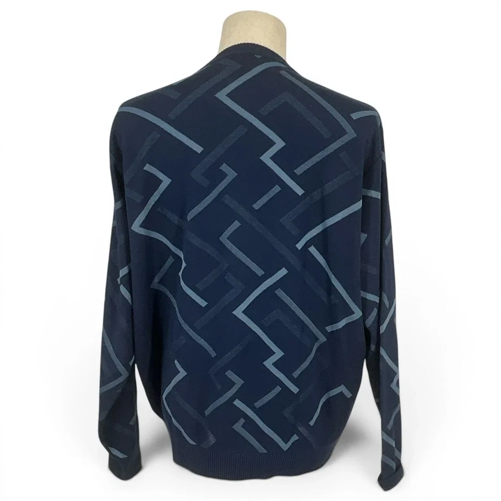 Vtg St.‎ Croix Collections Mondo Uomo Geometric Silk Blend Knit Sweater Mens XL